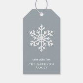 Dusty Blue Winter Snowflake Holiday Cadeaulabel (Voorkant)