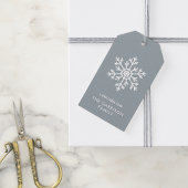 Dusty Blue Winter Snowflake Holiday Cadeaulabel