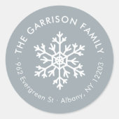 Dusty Blue Winter Snowflake Retour Adres Label (Voorkant)