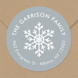 Dusty Blue Winter Snowflake Retour Adres Label