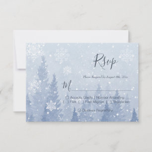 Dusty Blue Winter Waterverf RSVP Kaartje