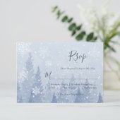 Dusty Blue Winter Waterverf RSVP Kaartje (Staand voorkant)