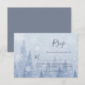 Dusty Blue Winter Waterverf RSVP Kaartje (Voorkant / Achterkant)