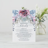 Dusty Blue Winter Wedding Details Enclosure Card Informatiekaartje (Staand voorkant)