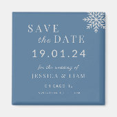 Dusty Blue Winter Wedding Save the Date Magneet (Voorkant)