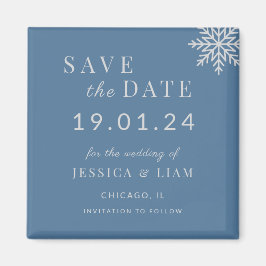 Dusty Blue Winter Wedding Save the Date Magneet
