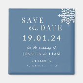 Dusty Blue Winter Wedding Save the Date Magneet (Voorkant)