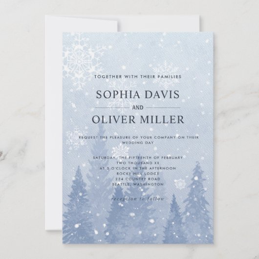 Dusty Blue Winter Wonderland Kaart (Voorkant)