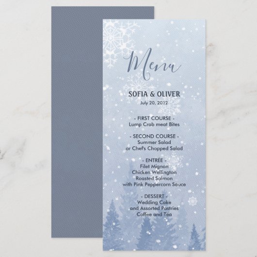 Dusty Blue Winter Wonderland Menu (Voorkant / Achterkant)