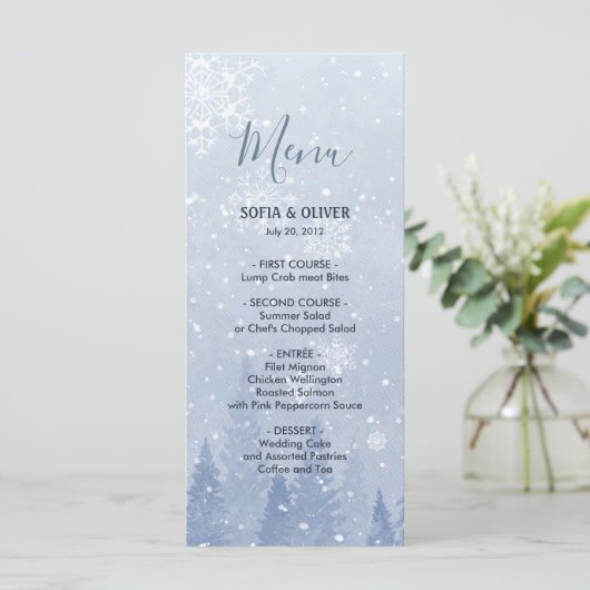 Dusty Blue Winter Wonderland Menu (Staand voorkant)