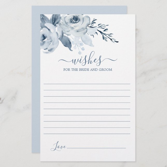 Dusty Blue Wishes for the Bride card (Voorkant / Achterkant)