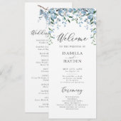 Dusty Blue Wisteria Bloemen Lente Bloemen Bloemen  Programmakaart (Voorkant / Achterkant)