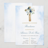 Dusty blue with cross baptism  kaart (Voorkant / Achterkant)