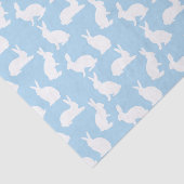 Dusty Blue With White Bunny Pattern Cute Easter Tissuepapier (Detail)