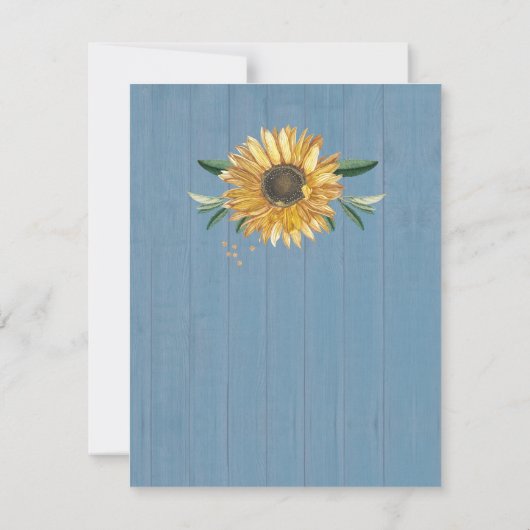 Dusty Blue Wood Sunflower Weddenschap Hartelijk da (Achterkant)