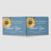 Dusty Blue Wood Zonnebloem Bruiloft Dank u Gastenboek (Volledig)