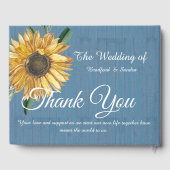 Dusty Blue Wood Zonnebloem Bruiloft Dank u Gastenboek (Achterkant)