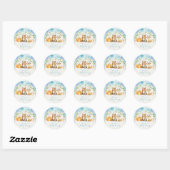 Dusty Blue Woodland Baby Dieren Bedankt Ronde Sticker (Vel)