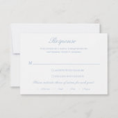 Dusty Blue Wreath Monogram Elegant Trouwen RSVP Kaartje (Voorkant)