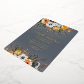 Dusty Blue Yellow Floral 100e verjaardag Folie Uitnodiging (Gedraaid)