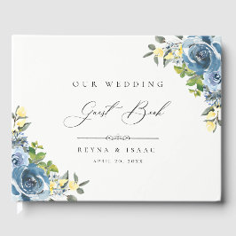 Dusty Blue Yellow Floral Wedding Guest Book Gastenboek