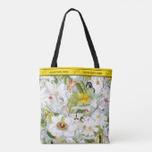 Dusty Blue & Yellow Mariposa Personalized Tote Bag (Achterkant)