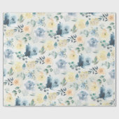 Dusty Blue & Yellow Peony Eucalyptus Floral Garden Cadeaupapier (Vlak)