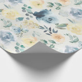 Dusty Blue & Yellow Peony Eucalyptus Floral Garden Cadeaupapier (Hoek)