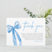 Dusty Blue Ze bindt de knoop Dank je kaart (Staand voorkant)