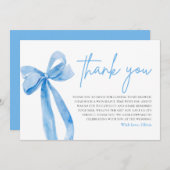Dusty Blue Ze bindt de knoop Dank je kaart (Voorkant / Achterkant)
