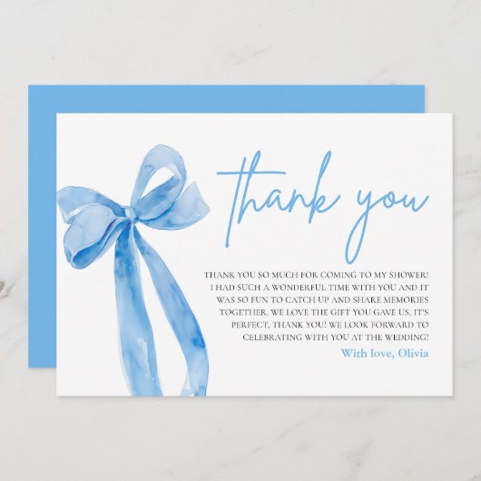 Dusty Blue Ze bindt de knoop Dank je kaart (Voorkant / Achterkant)