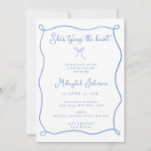 Dusty Blue Ze is Tying the Knot Bow Vrijgezellenfe Kaart (Voorkant)