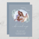 Dusty Blue Ze zei ja foto Save The Date (Voorkant / Achterkant)