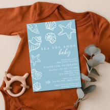 Dusty Blue Zee You Soon Coastal Beach Baby shower