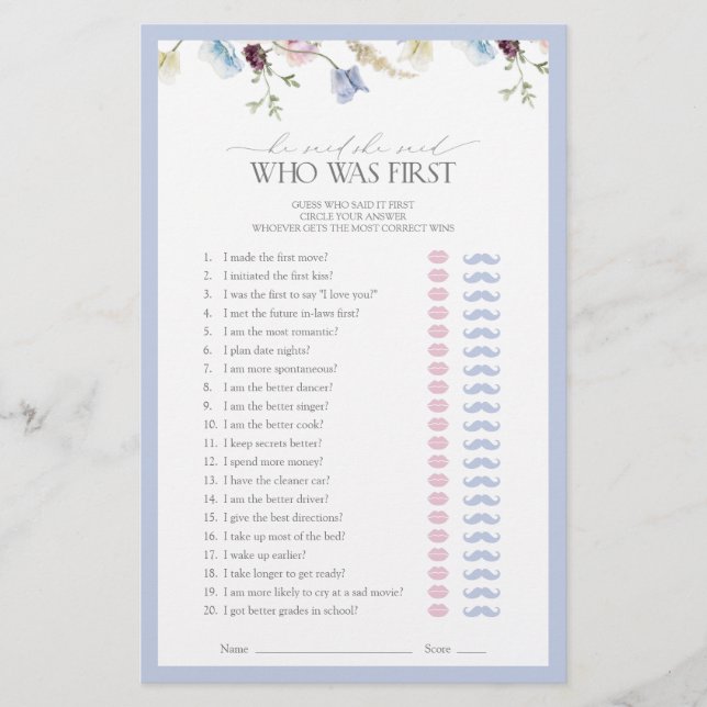 Dusty Blue zei dat ze wilde bloem douche spel zei (Voorkant)