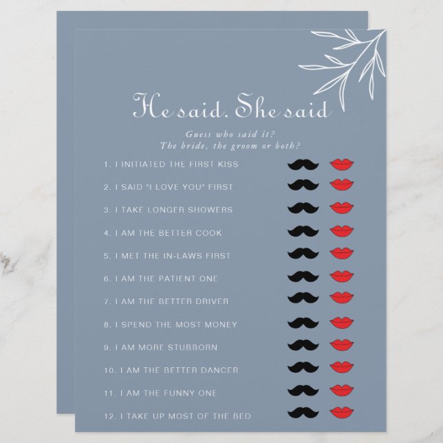 Dusty Blue zei dat ze zei dat Vrijgezellenfeest Ga (Voorkant / Achterkant)