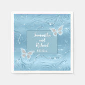 Dusty Blue Zilveren Glitter Bruiloft Servet (Voorkant)