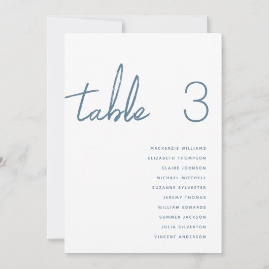 Dusty Blue Zitkaart Kaart Whimsical Script (Voorkant)