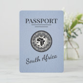 Dusty Blue Zuid-Afrika Passport Save The Date (Staand voorkant)