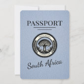 Dusty Blue Zuid-Afrika Passport Wedding Kaart (Achterkant)