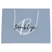 Dusty Blue zwart-wit monogram Groot Cadeauzakje (Voorkant)