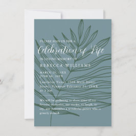 Dusty Blueish Minimal Celebration of Life Kaart