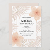 Dusty Blush Bloem Droge Palm Leaf Boho Verjaardag Kaart (Voorkant / Achterkant)