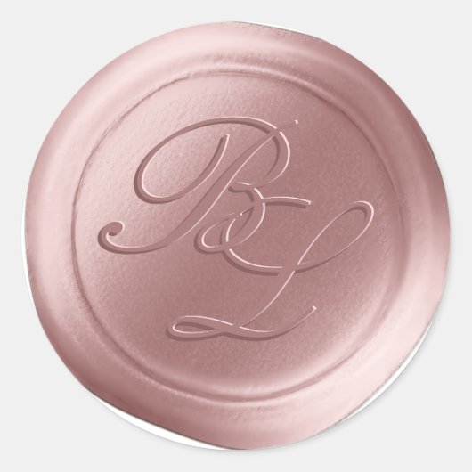 Dusty Blush Dubbel Monogram Faux Wax Seal Stickers (Voorkant)