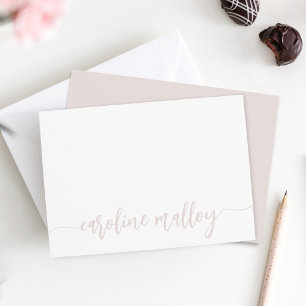 Dusty Blush   Moderne Scripting Name Personalized Notitiekaartje