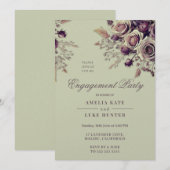 Dusty Blush Paarse Boho Rozen Engagement Party Kaart (Voorkant / Achterkant)