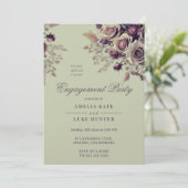 Dusty Blush Paarse Boho Rozen Engagement Party Kaart (Staand voorkant)