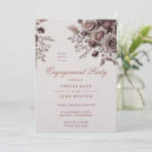 Dusty Blush & Paarse Roos Engagement Party Kaart (Staand voorkant)