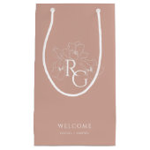 Dusty Blush Pink | Chic Monogram Welkom bruiloft Klein Cadeauzakje (Voorkant)