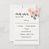 Dusty Blush Pink Floral Meal Choice RSVP Card (Voorkant)